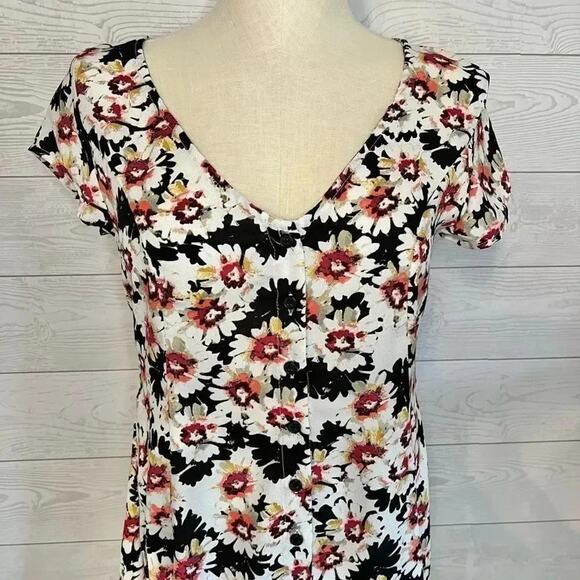 Vintage S.O.R.A.D. Black Floral Mini Dress - Y2K Grunge Fairycore - Size Small - Picture 3 of 10